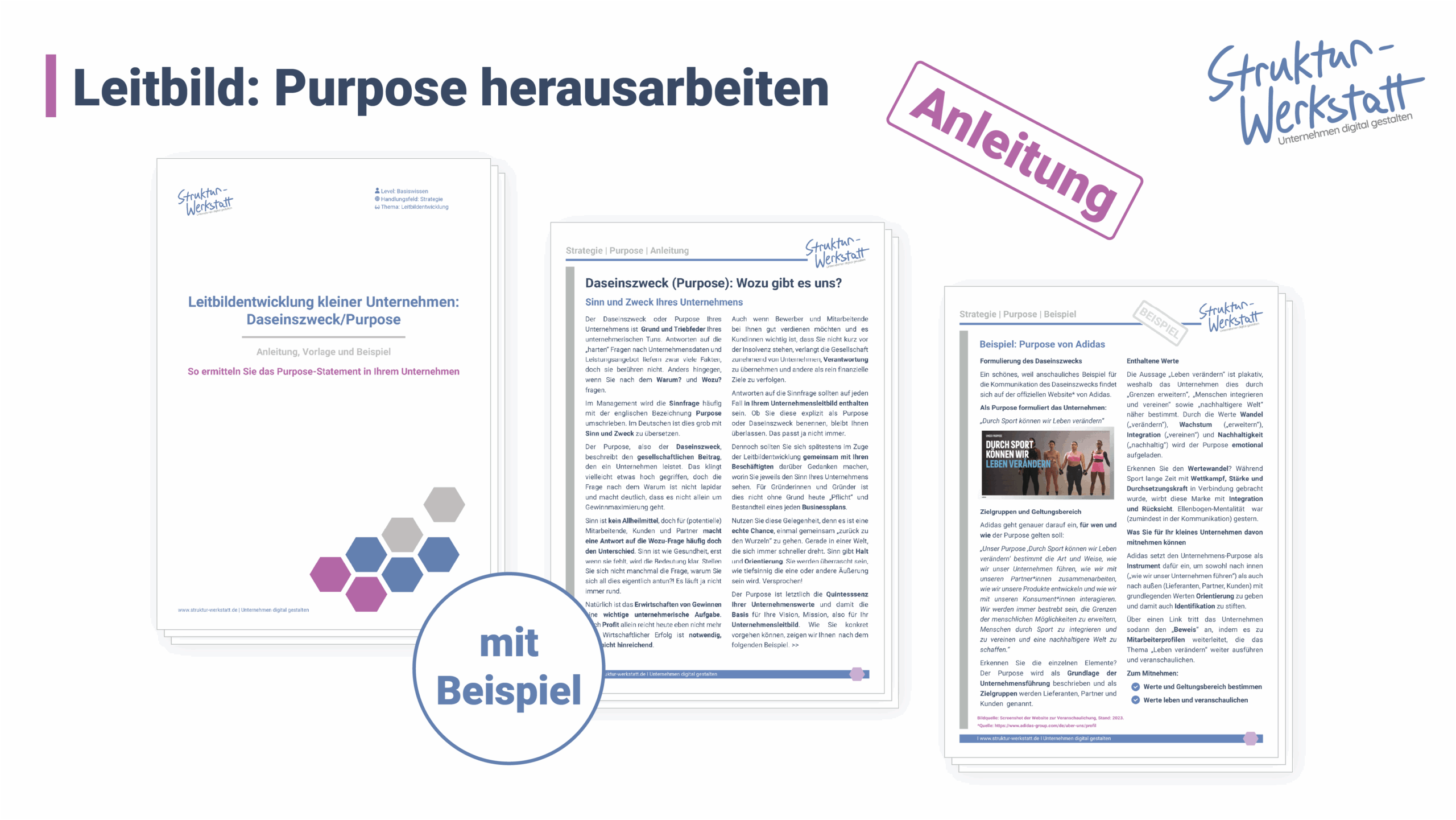 Preview Anleitung mit Beispiel Leitbild entwickeln Purpose