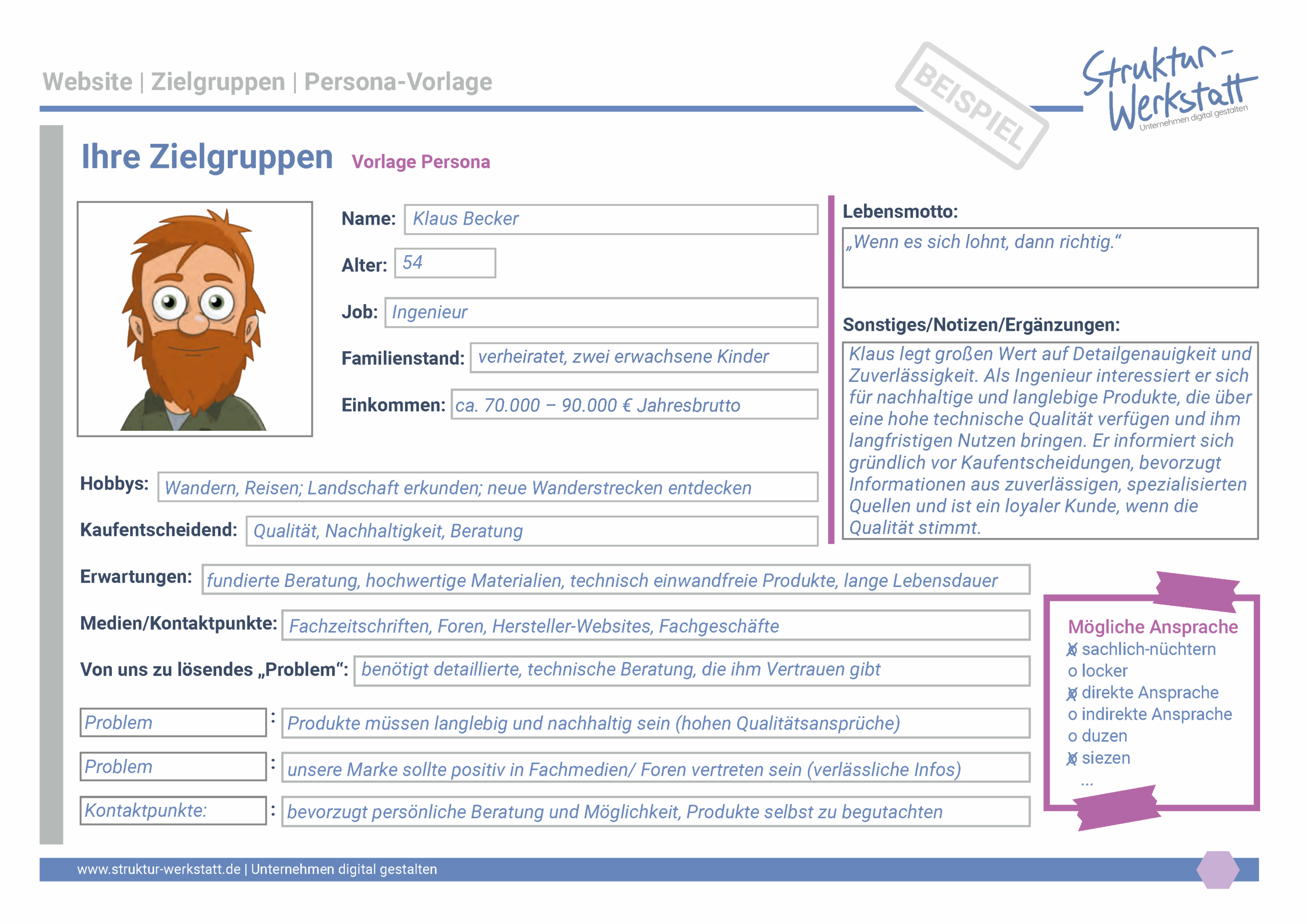 Preview Vorlage Grundlagen der Website-Erstellung Schritt 3 Zielgruppen