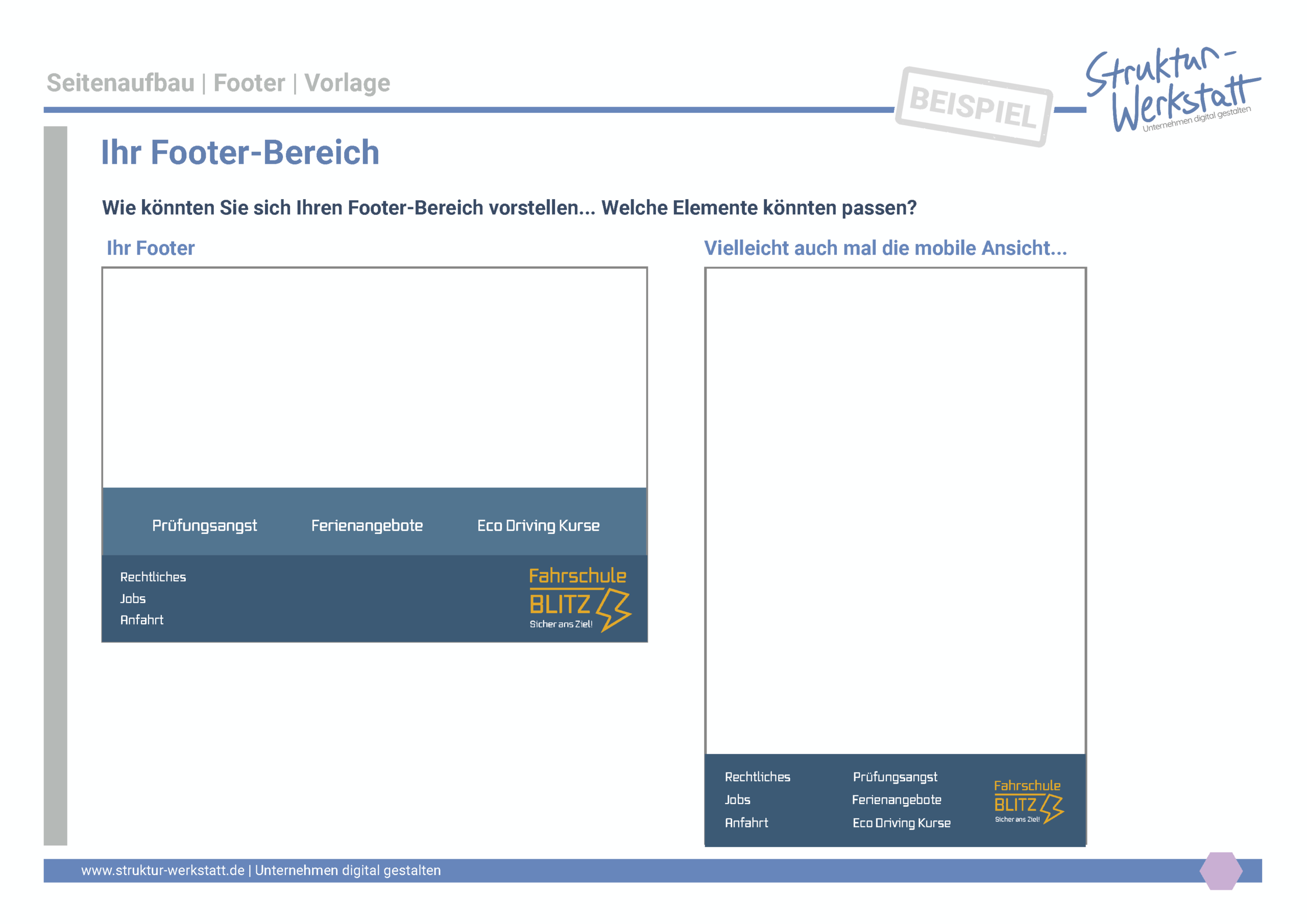 Preview Vorlage Grundlagen der Website-Erstellung Schritt 5 Footer gestalten