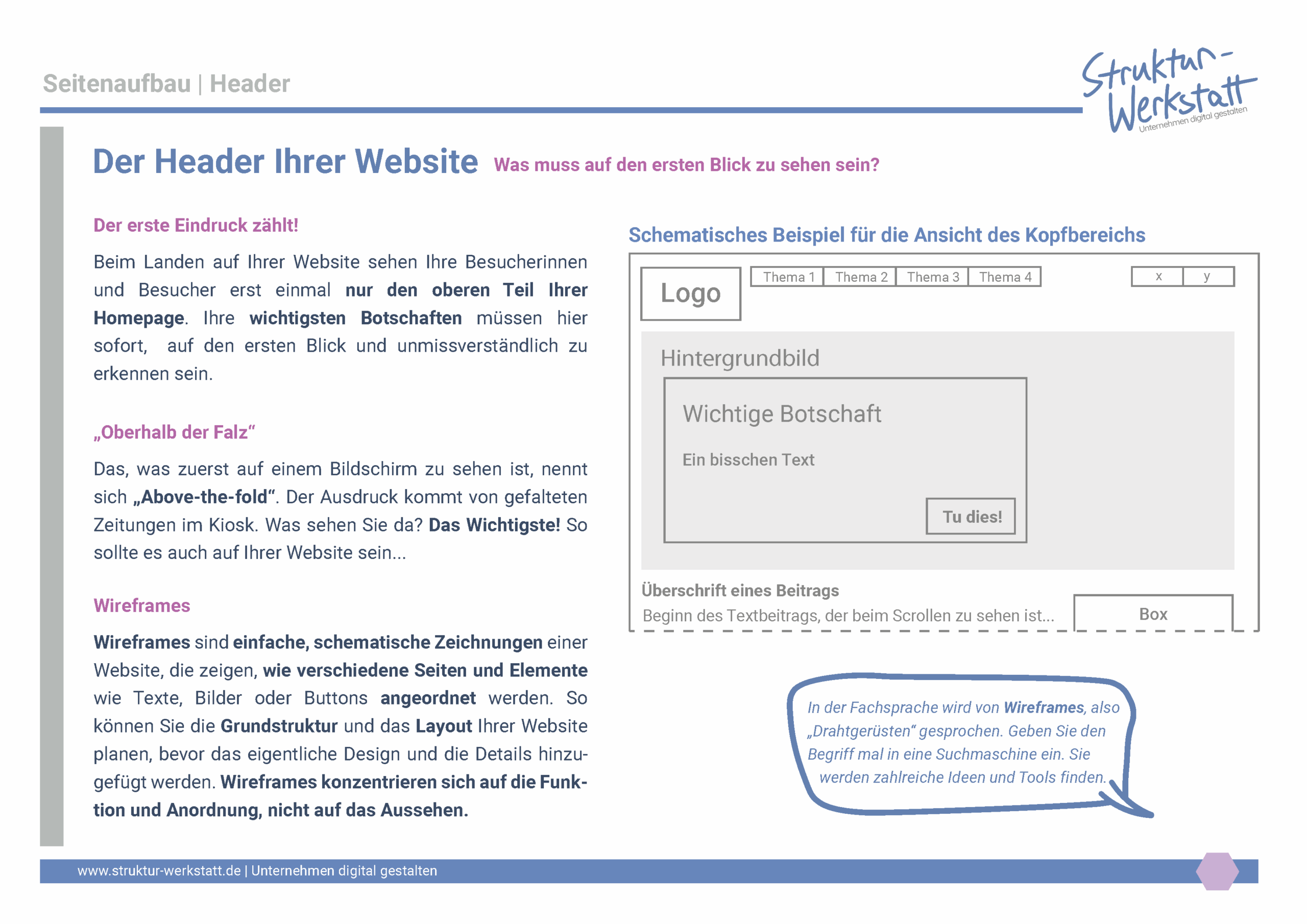 Preview Vorlage Grundlagen der Website-Erstellung Schritt 5 Header gestalten