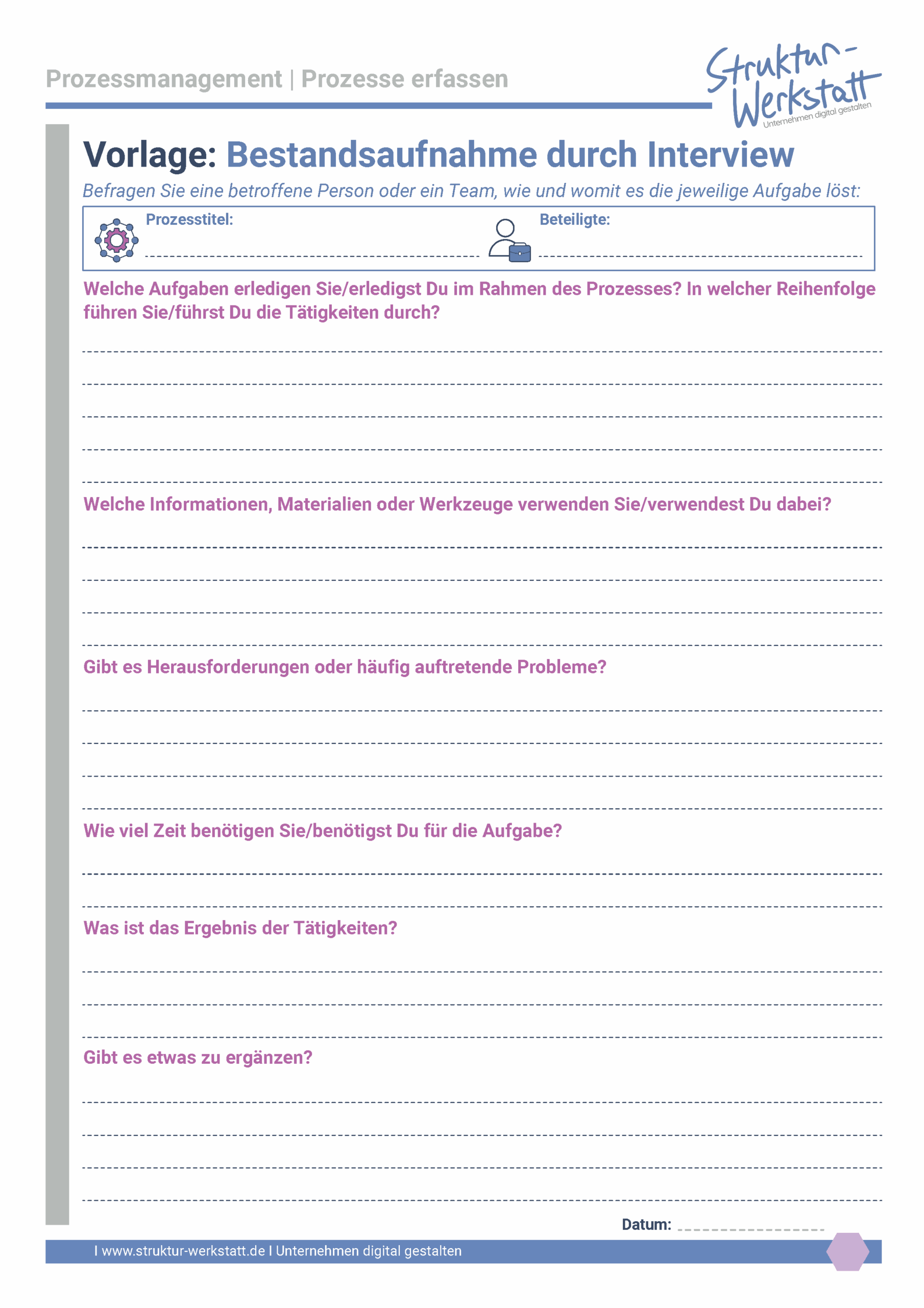 Preview Vorlage Prozesserfassung Schritt 2 Bestandsaufnahme